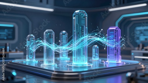 Futuristic AI technology with glowing digital network architecture