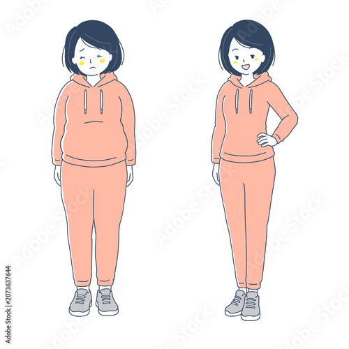 Before and After Diet Transformation Comparison Illustration