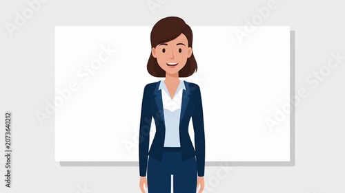 Professional Businesswoman Standing Confidently in Front of a Whiteboard, Ready for Presentation.