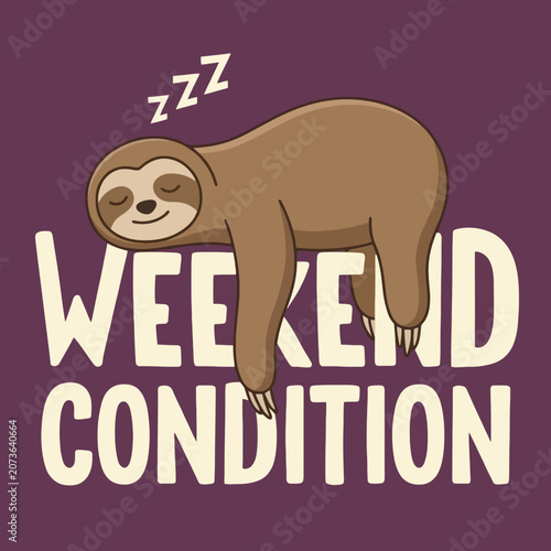 Fotografie Sloth Sleeping Relaxation Weekend Condition.