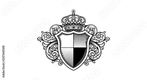 Canvas Print Vintage Royal Heraldic Shield Emblem with Crown