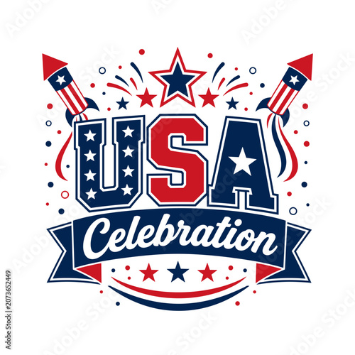 USA Celebration Patriotic Rocket T-Shirt Graphic