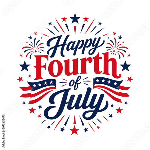 Happy Fourth of July Patriotic Typography T-Shirt Design