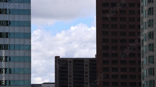 Dark Downtown Buildings With Cloud Timelapse