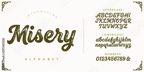 Photos Misery textured rough brush script font with emotional and expressive lettering