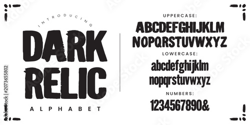 Cuadro en lienzo Dark Relic vintage distressed eroded slab serif font with rugged weathered antiq