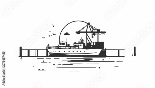 Photos Fishing boat on the water dock.