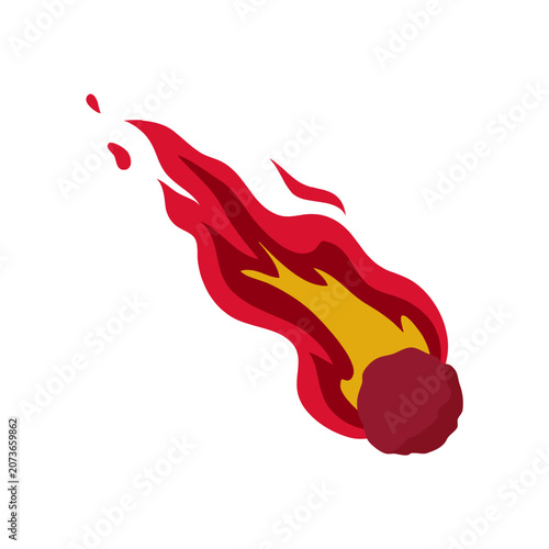 Falling meteor fireball vector illustration
