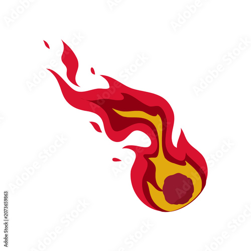 Stylized falling fireball vector illustration