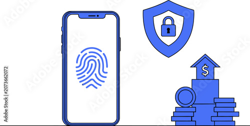 Secure mobile banking and financial growth concept for web banner social media banner business presentation marketing meterial.
