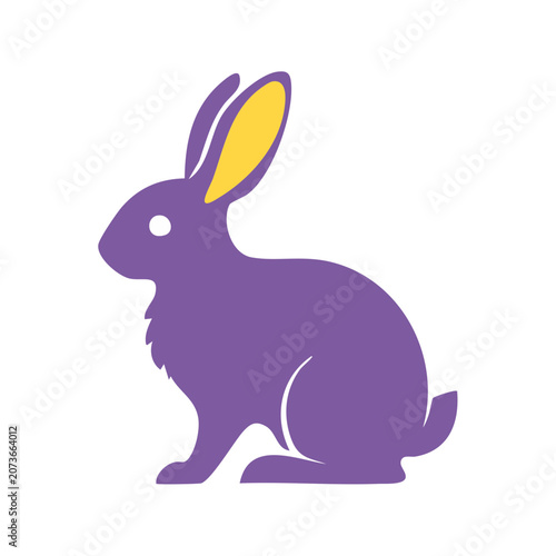 Purple Rabbit Silhouette with Yellow Ears