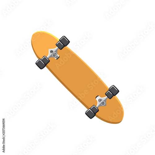 Orange skateboard flat vector illustration
