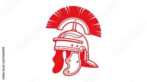 Bild auf Leinwand Red Roman Centurion Helmet Emblem Isolated on White Background
