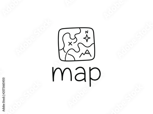 Black and white map logo icon.