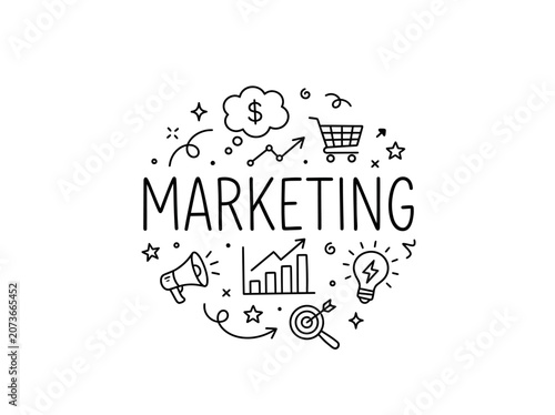 Marketing icons and symbols illustration.