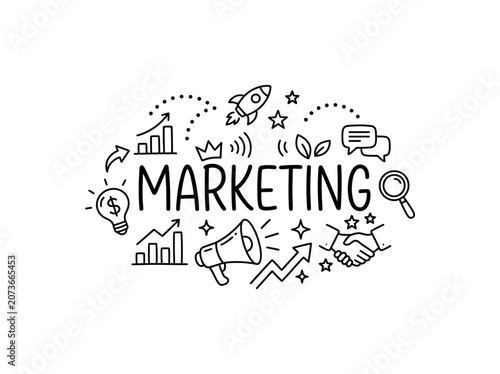 Marketing icons and symbols illustration.