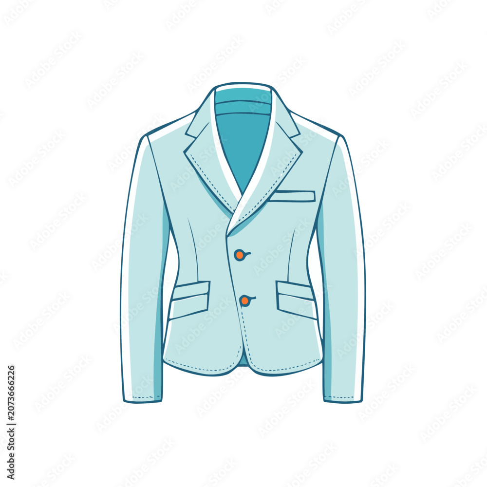 Naklejka premium Light blue blazer jacket flat vector illustration