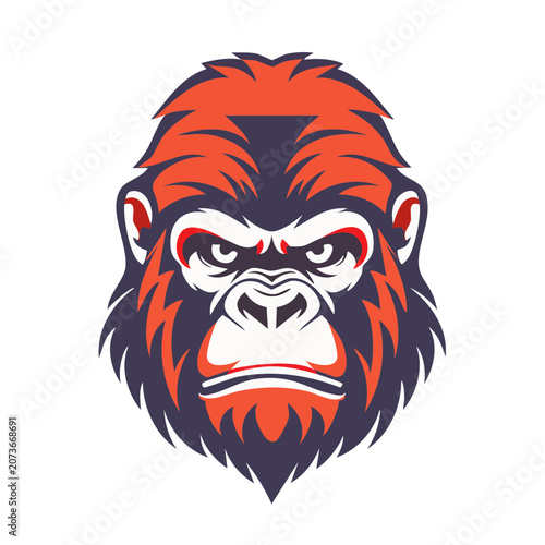 Flat vector illustration of a gorilla head