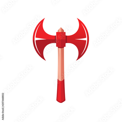 Red double headed axe vector illustration