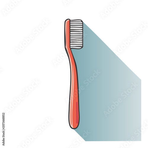 Red toothbrush flat vector illustration