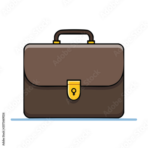 Brown briefcase with yellow lock and handle