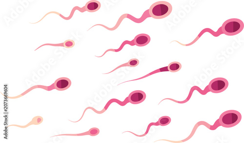 Tableau sur toile Human sperm cells swimming flat vector illustration, fertility biology and repro