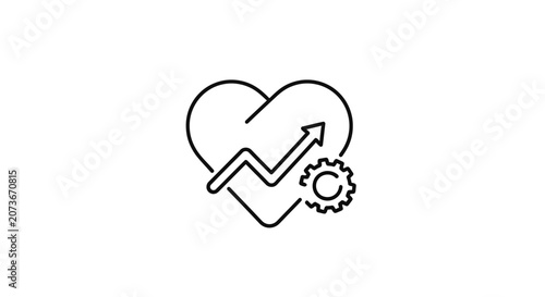 Heart Health Growth Chart Icon: Cardiology, Medical Data Analysis, and Wellness Improvement Concept