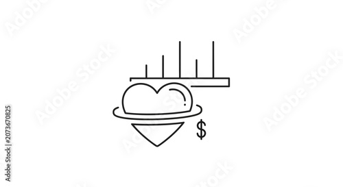 Heart Health Financial Investment Concept Icon: Medical Care, Insurance, and Wealth Growth