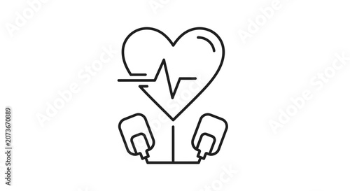 Heartbeat EKG Line Above Hands Holding Medical Device Vector Icon