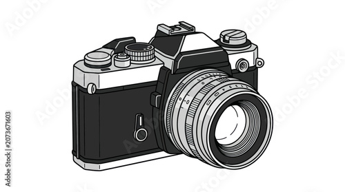 Photos Retro 35mm Film Camera, Vintage Photography Equipment, Classic SLR Lens