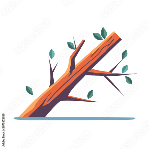 Orange paper airplane flying with leaves