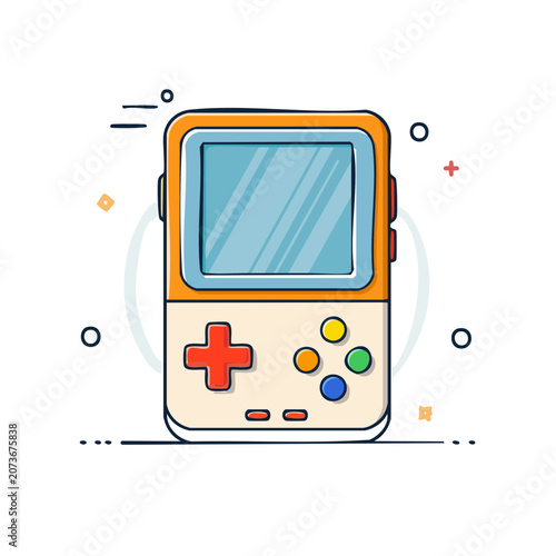 Retro handheld game console vector illustration