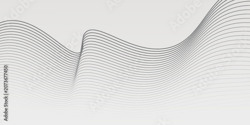 Abstract background with wavy lines on a light gray background. The gray color and smooth texture create a modern, minimalist style. Modern wavy line pattern background. Gray background vector.