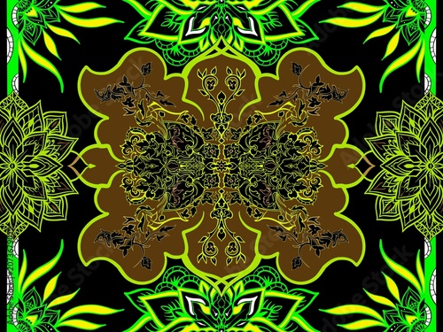 Illustration of bandana and scarf pattern design, unique abstract pattern with bright colors