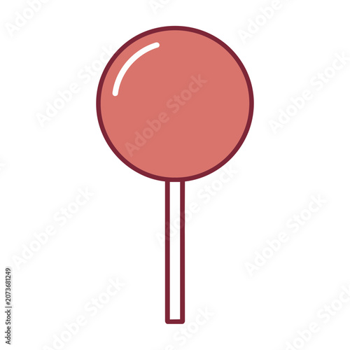 Flat illustration of a red lollipop on a stick