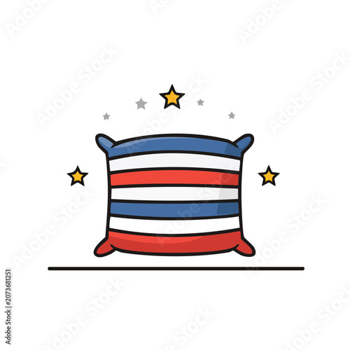 Flat illustration of a striped pillow with stars