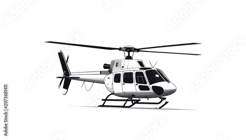 Foto White Helicopter with Large Rotor Blades.