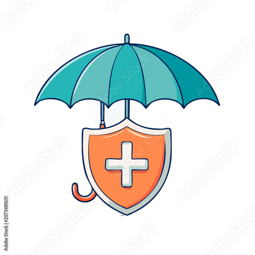 Umbrella and Shield Protection Icon