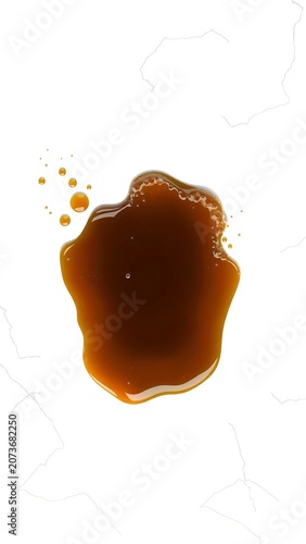 Spilled Beer Puddle White Background Top View
