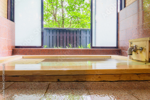Hinoki Family Bath with Flowing Hot Spring Water