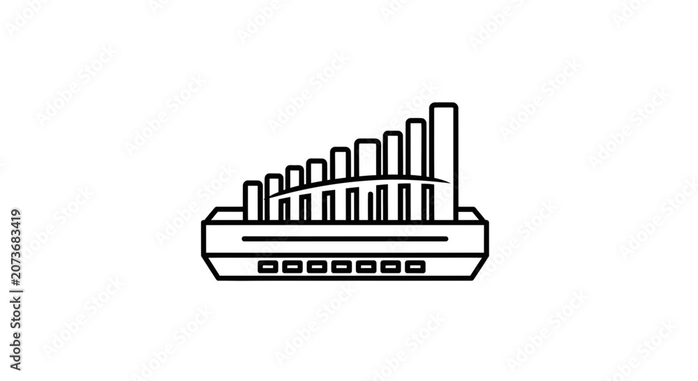 Obraz premium Harmonica Musical Instrument Outline Icon Vector Illustration
