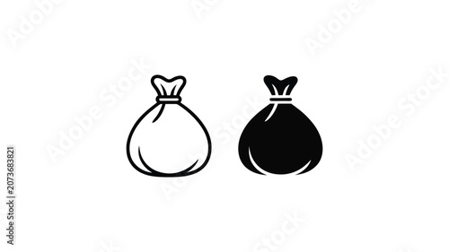 Fotografie Trash Bags Icon, Simple Line Art Style for Waste Disposal, Garbage Collection, a
