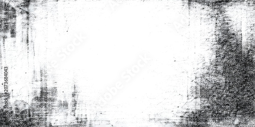 Abstract Black and White Grunge Texture Background, Distressed Vintage Frame, Rough Ink Border, Monochrome Weathered Overlay with Copy Space
