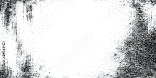 Abstract Black and White Grunge Texture Background, Distressed Vintage Frame, Rough Ink Border, Monochrome Weathered Overlay with Copy Space