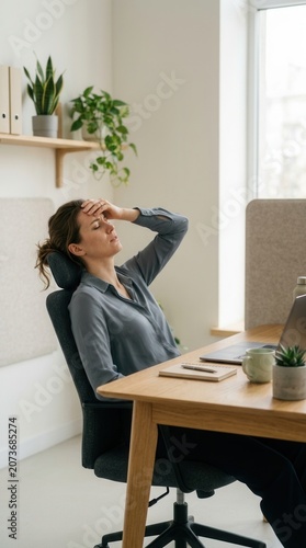 Tired Woman Working Long Hours Experiencing Stress And Burnout
