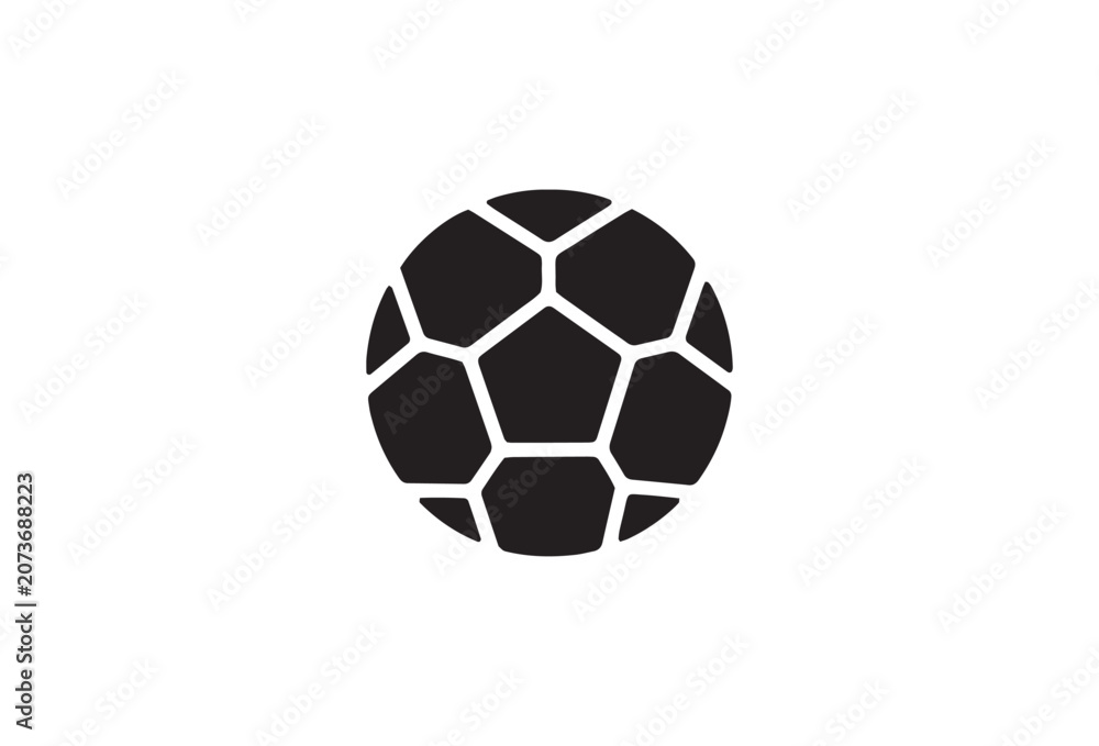 Naklejka premium Black soccer ball icon, sports logo, football symbol, vector graphic