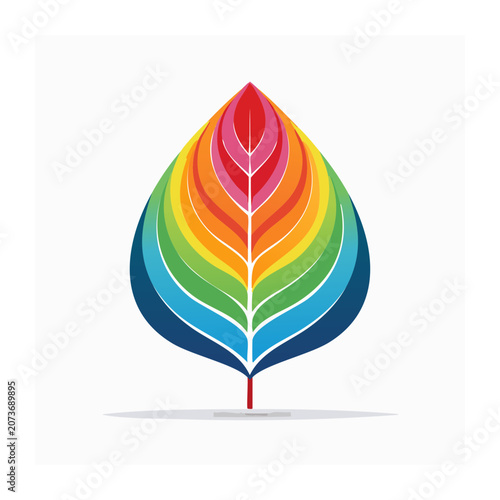 Rainbow Gradient Leaf Illustration