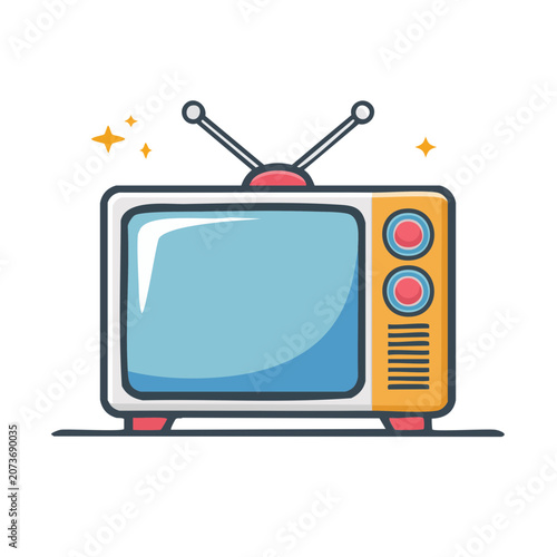 Vintage Television Flat Vector Illustration