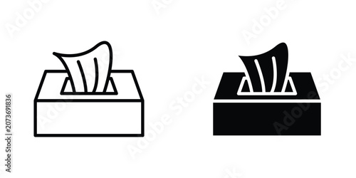 Fotografie Box tissue flat Icons in line outline and flat solid style on white background