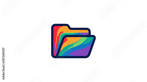 Rainbow colored file folder icon.